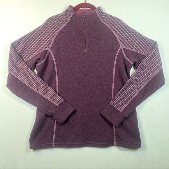 Kuhl Chanti Fleece 1/4 Zip Long Sleeve Wool Blend Pullover Wine Color Size XL - Picture 1 of 12